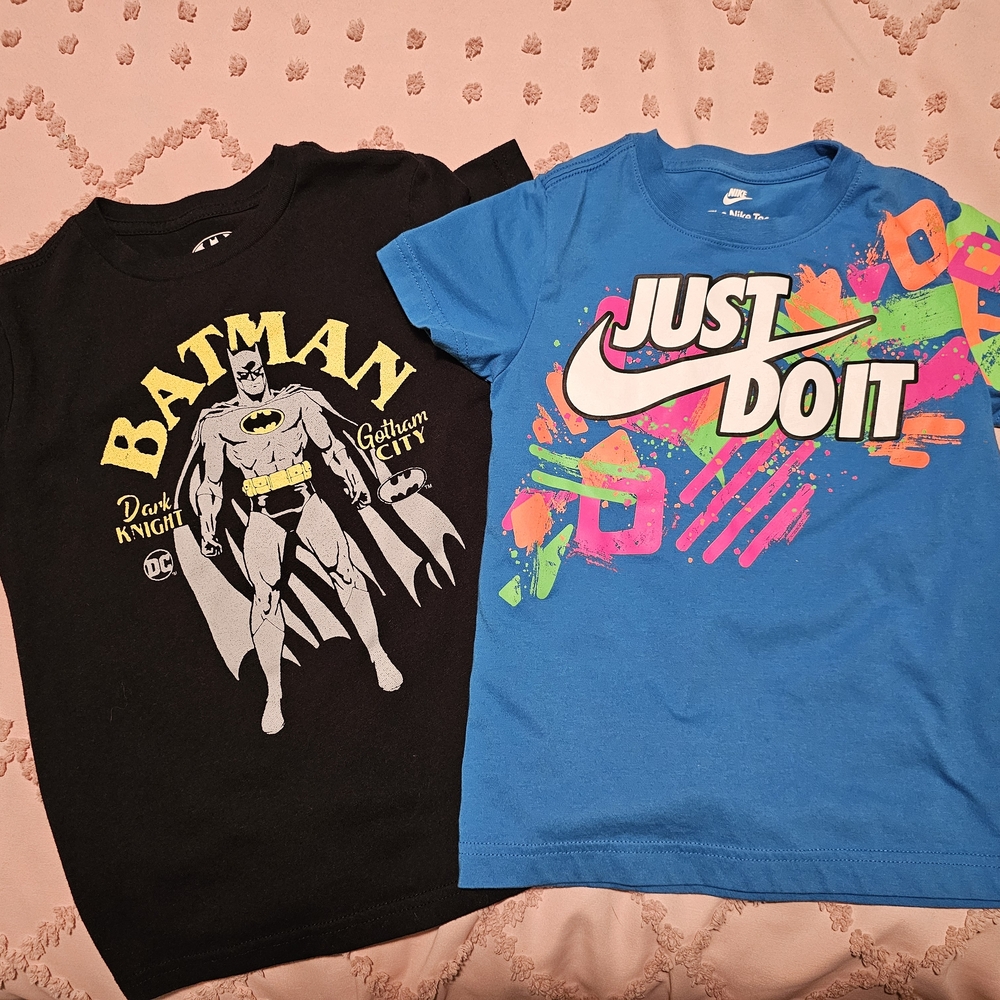 Nike Blue Graphic Tee and Batman Black Tee